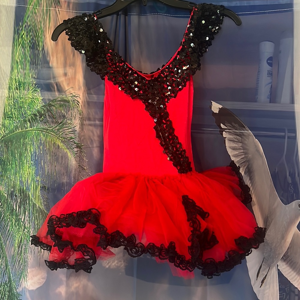 Dance costume for kids. Cute red dress